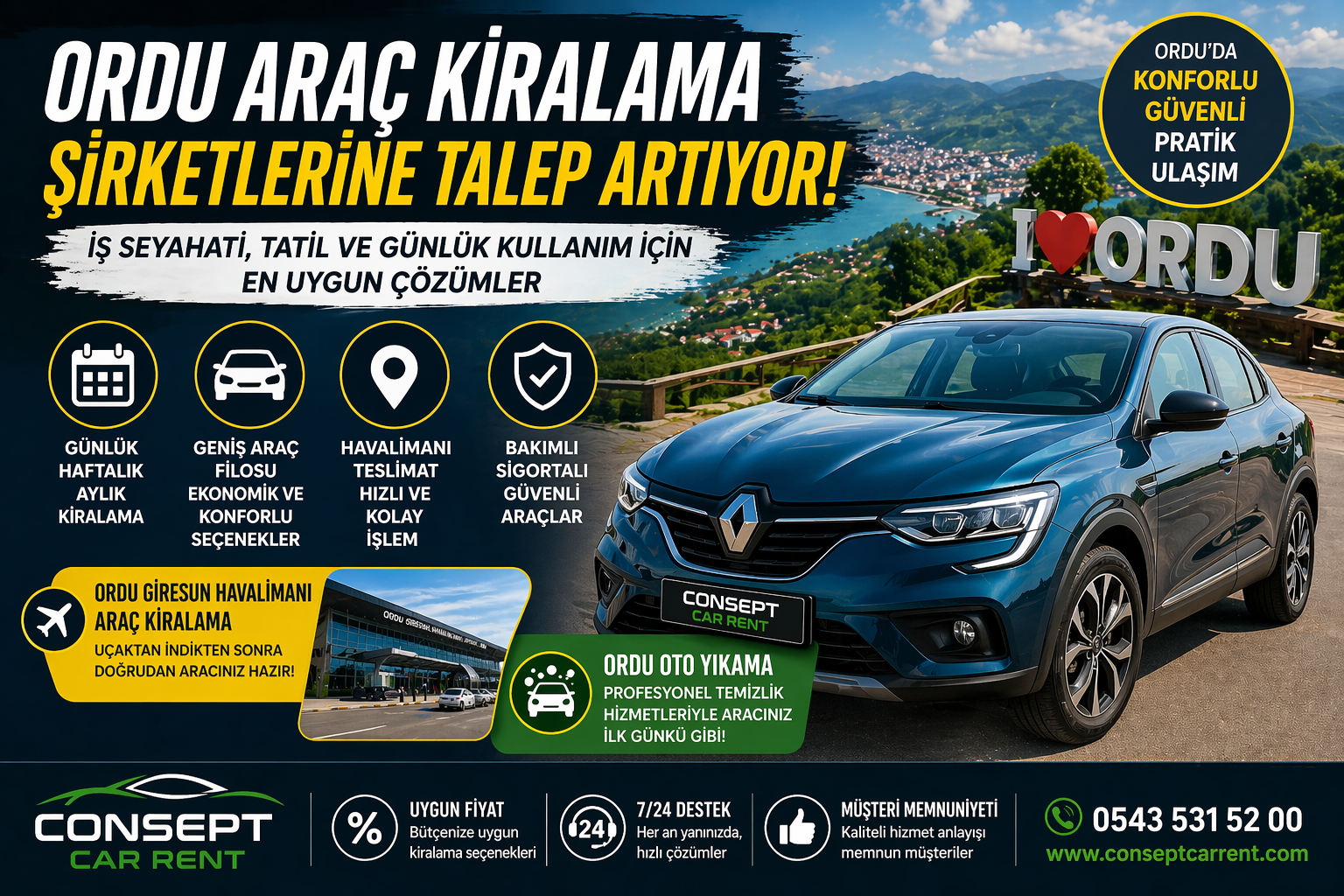 Ordu’da Araç Kiralama Şirketlerine İlgi Arttı: Vatandaşlar ve Ziyaretçiler Kiralamayı Tercih Ediyor